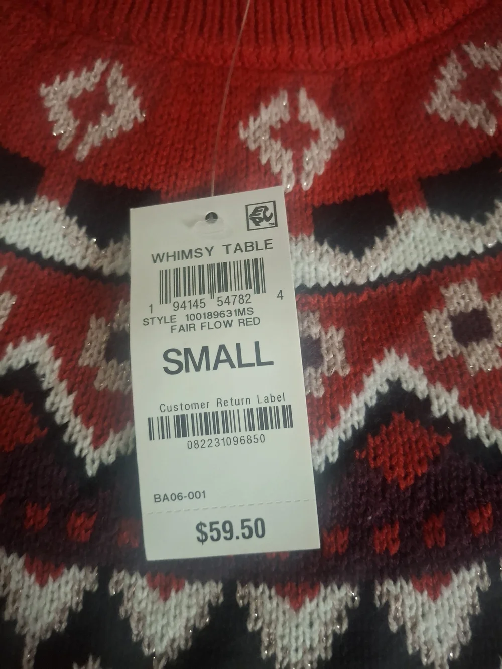 Red Fair Isle Crewneck Sweater for Women